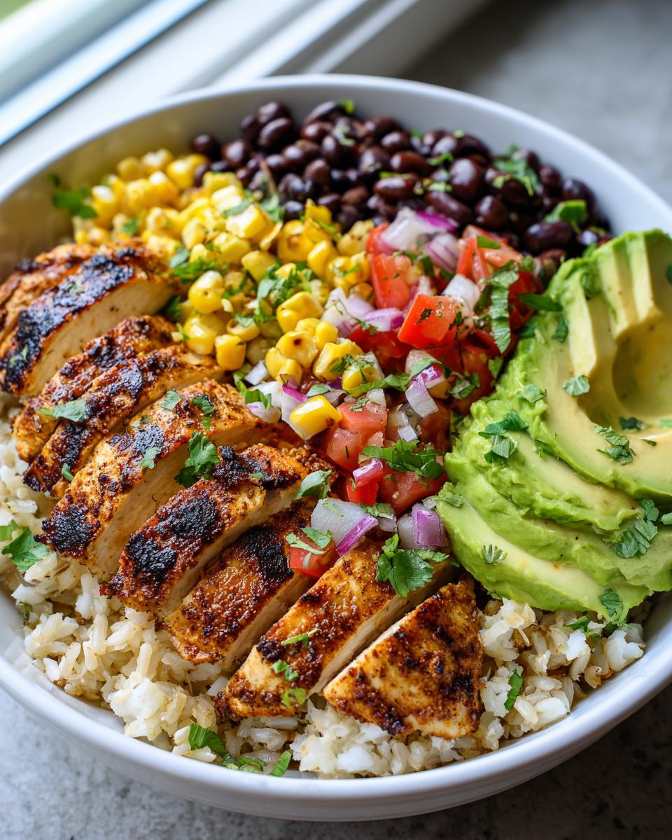 Perfect Grilled Avocado Chicken Bowl with Corn Salsa