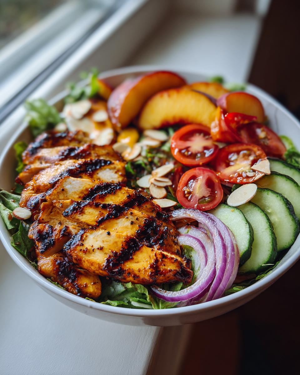 Grilled Peach Chicken Salad Summer Bowl: Heavenly