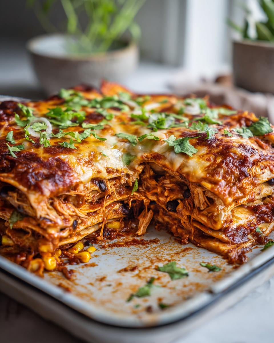 Flavorful High Protein Chicken Enchilada Casserole Easy Bake