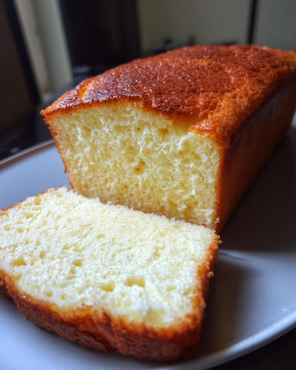 A close-up of a soft and fluffy Keto Bread Loaf, with one slice cut and placed in front.