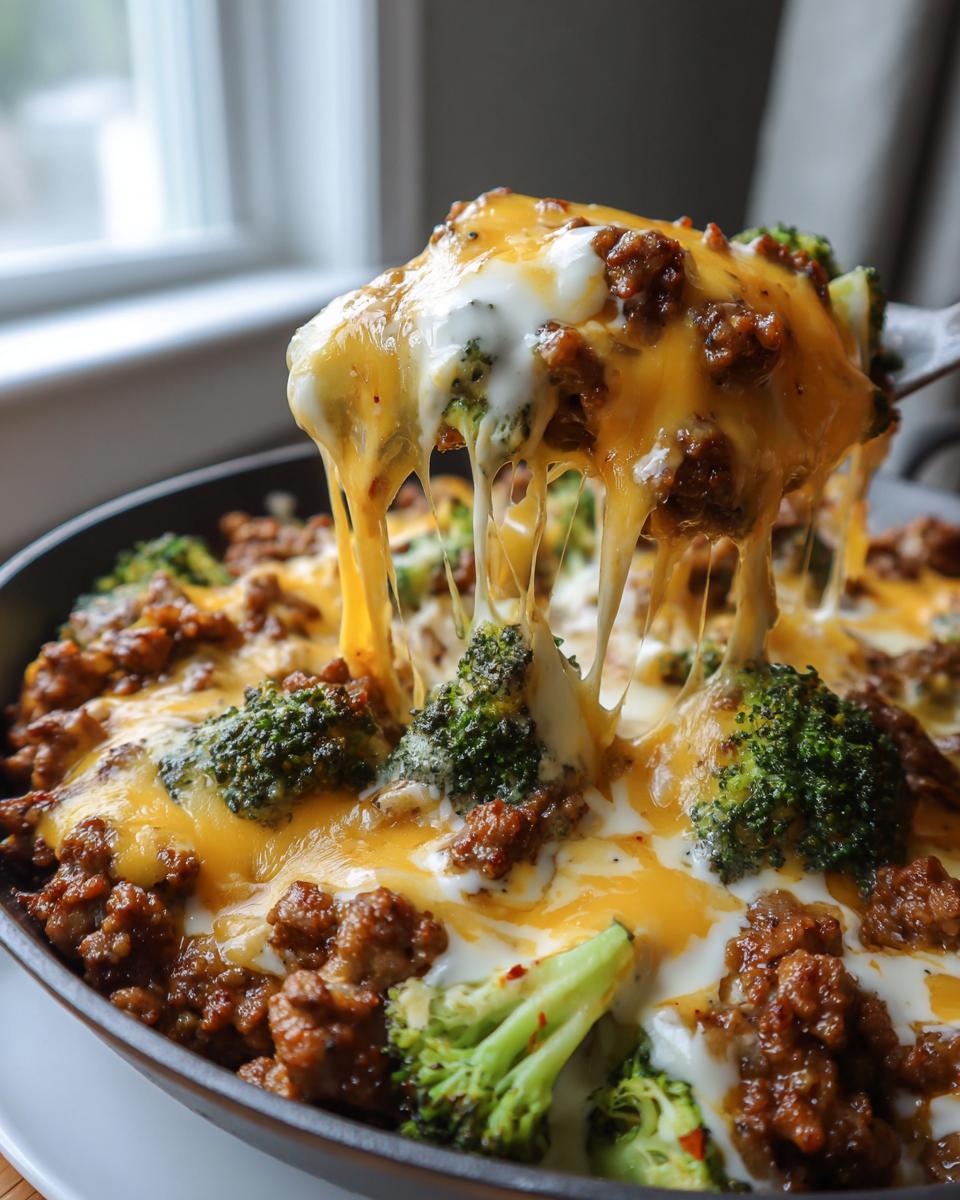 Easy Keto Hamburger Broccoli Skillet Dinner