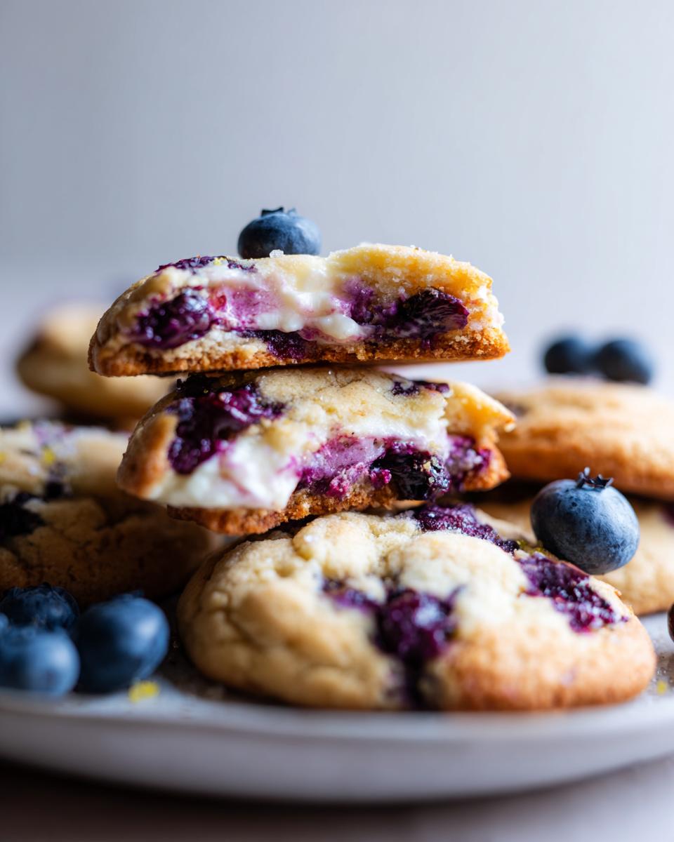 Divine Lemon Blueberry Cheesecake Cookies: 12 Bites