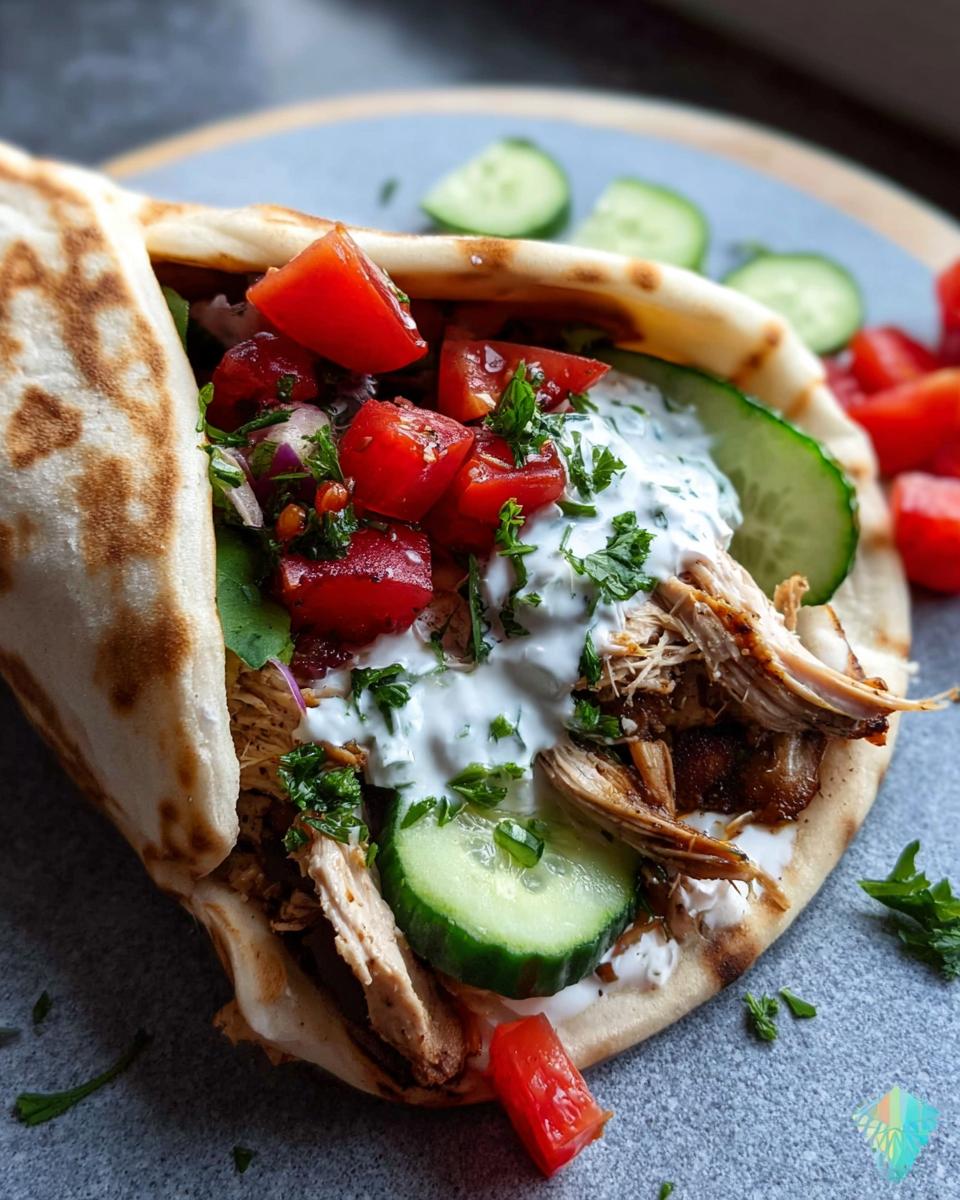 Tender Slow Cooker Chicken Gyros with Tzatziki