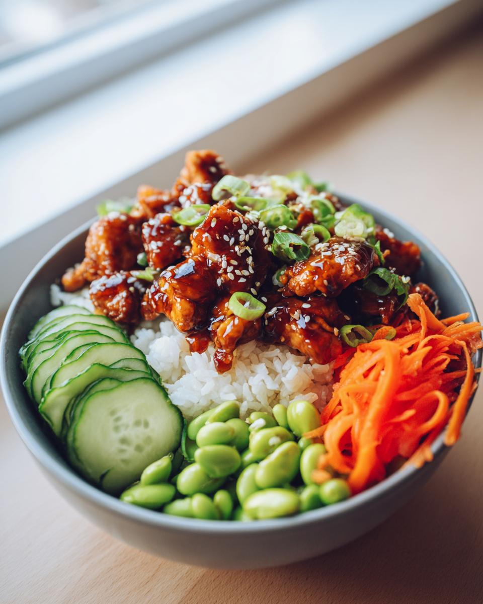 Sticky Teriyaki Chicken Poke Bowl: 30 Min Dinner