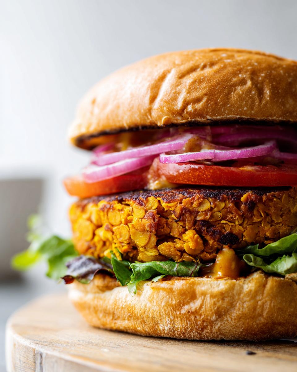 Sweet Potato Red Lentil Veggie Burger: 4 Tasty Bites