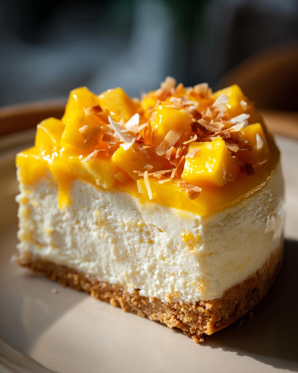 Tropical Paradise Mango Cheesecake: Easy & Delicious