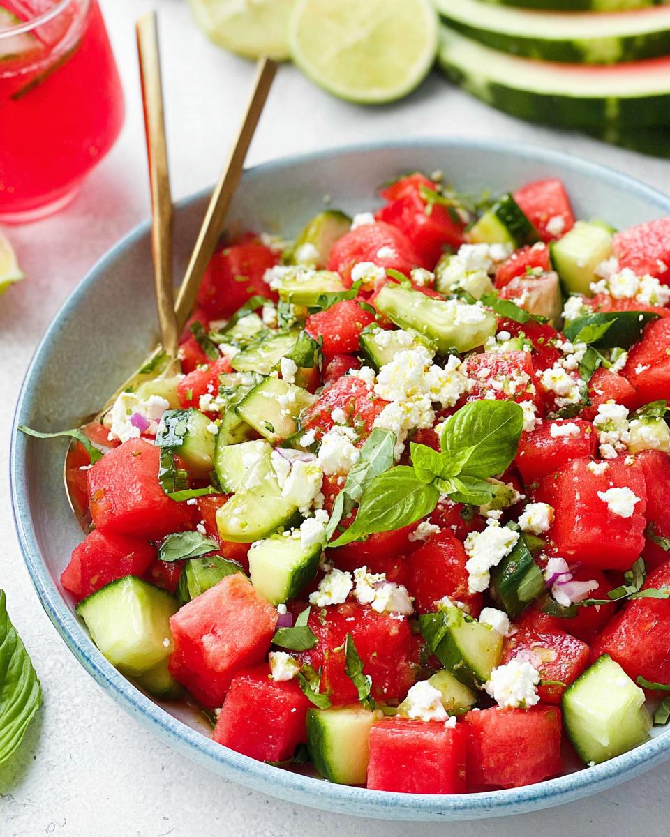 Watermelon Feta Cucumber Salad: Sweet, Salty Bliss